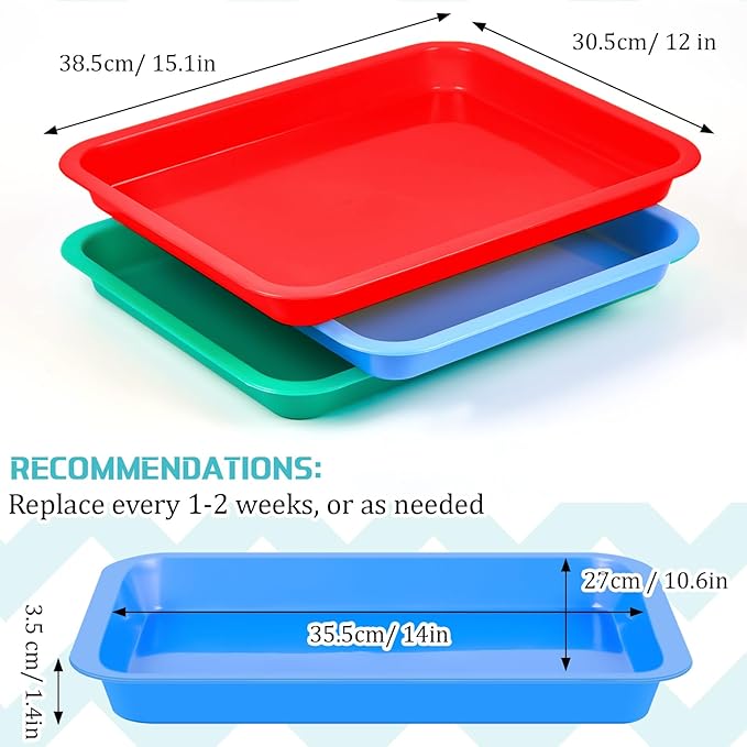 Tessco for you 3 Pcs Kitten Litter Box Shallow Low Entry Open Cat Litter Box Waterproof Plastic Small Rabbit Pan Tray Travel Toilet for Senior Cat Kitten Training(Fresh Color,15.1 x 12 x 1.4 Inch)