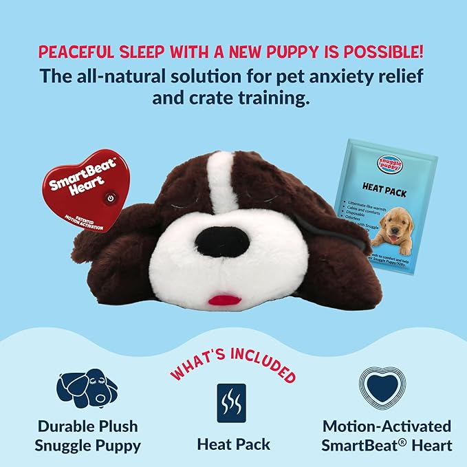 Snuggle Puppy Heartbeat Dog Toy for Puppies, Real-Feel Heartbeat, Calming Sleep Aid and Crate Training Comfort Toy with Heat Pack, Medium Breed Buddies Bully Breed (Pit Bull, Bulldog)