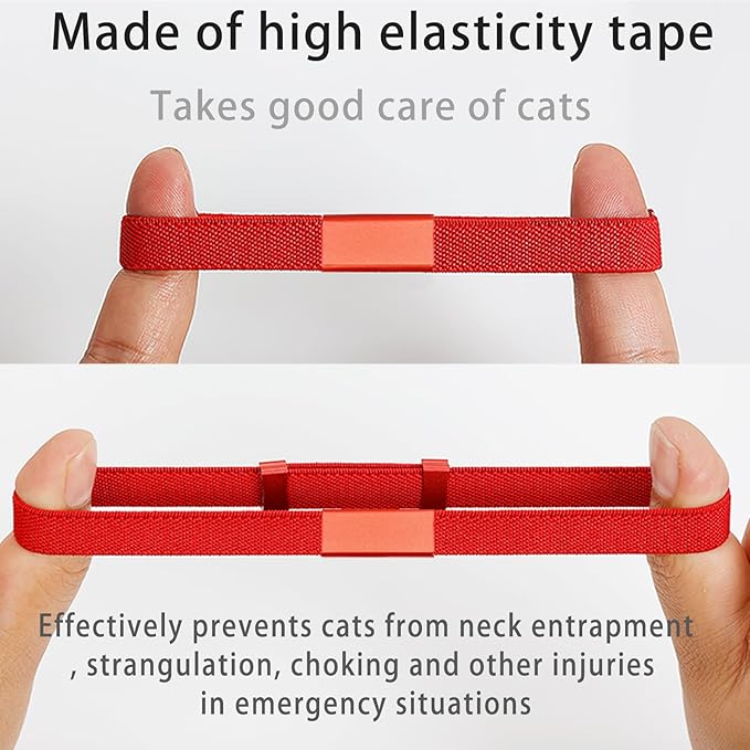 Minimalist Stretch Lightweight Custom Engraved Cat Collar with Name Tag Personalized Cat Collars for Kitten Boy & Girl Cats (Blue, Collar with Nameplate)