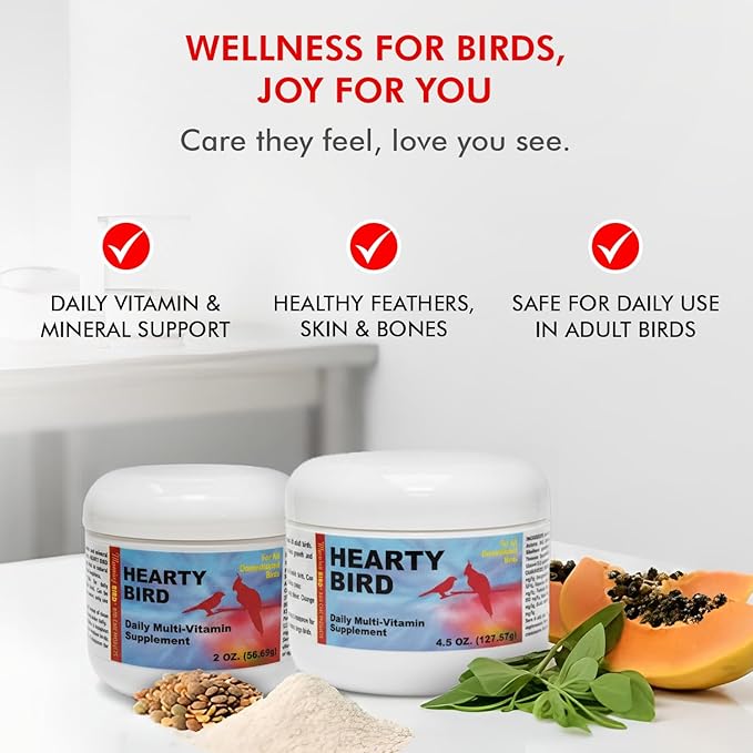 Morning Bird Hearty Bird 4.5 oz – Daily Multivitamin Powder for Birds – Energy Support - Healthy Growth – Nutrient Supplement for All Bird Types