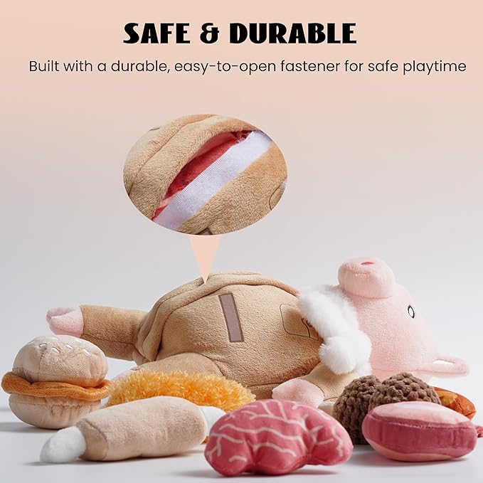 Nocciola Stuffed Pig Dog Toys: Hide and Seek Funny Squeaky Crinkle Plush Dog Chew Toys for Small Medium Breed, Cognitive Training Pet Enrichment Gifts Supplies
