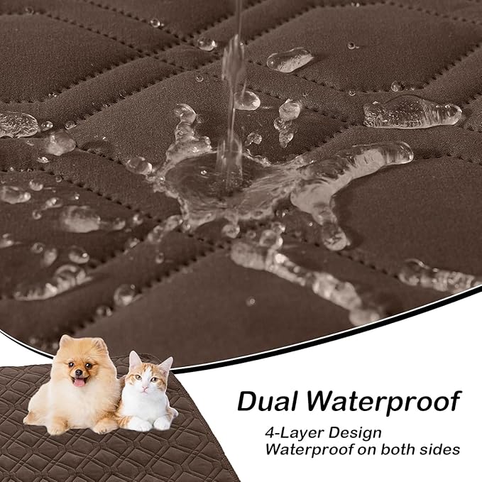hyha Waterproof Dog Bed Blanket, Soft Pet Blankets, Waterproof Couch Cover for Dogs, Reversible Sofa Covers Washable for Furniture (30x53 Inch, Chocolate/Beige)