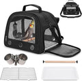 Bird Carrier, Lightweight Breathable Bird Backpack, Portable Wild Bird Carrier with Standing Perch for Parrot Travel Vet Visit (Black)