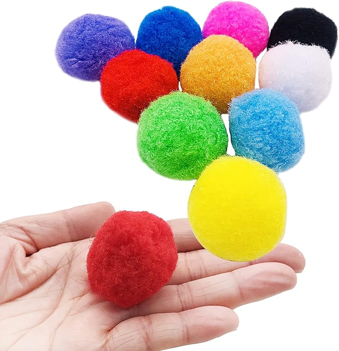PET SHOW 20Pcs 1.5"/3.8cm Cat Toy Balls Bulk Soft Kitten Pompon Toys Indoor Cats Interactive Playing Quiet Ball Cats Favorite Toy Assorted 10 Colors