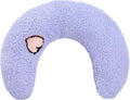Lystaii Cat Calming Pillow for Indoor Pet Small Dog Calming Pillow Soft Fluffy Cat Bed Dog Neck Toy Half Donut Anxiety Relief Toy with Cute Embroidery Pattern (Purple, Peaches)