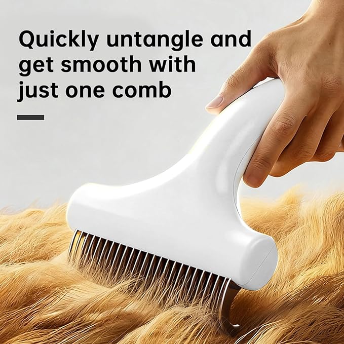 Undercoat Rake for Dogs & Cats, Deshedding Brush for Long haired Pets,Dog Brush for Shedding with Release Button,Best Cat Undercoat Brush&Deshedding Tool for Grooming (White)