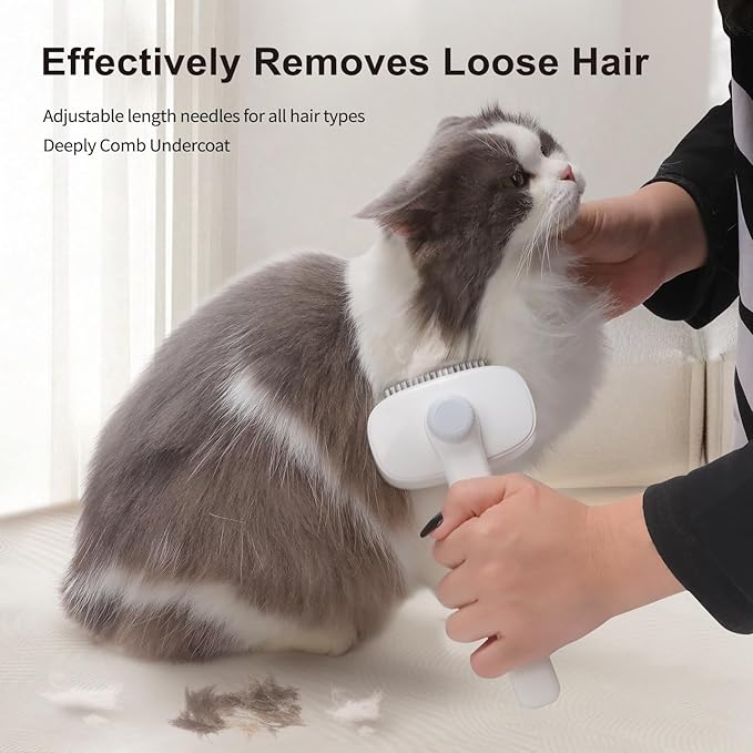 3Pcs Cat Brush, Cat Comb, Flea Comb for Cats Dogs, Dual-Sided Dematting and Deshedding, Dog Brush for Shedding Long Hair to Effectively Remove Thick Tangles or Matted Fur, White