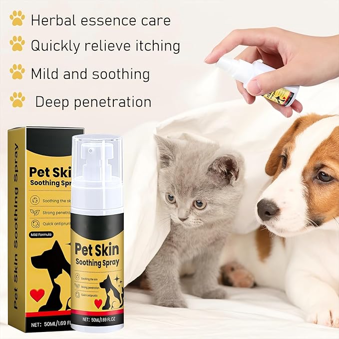 Wanban 2pc Pet Skin Treatment Spray for Dogs and Cats - Nature Soothing Solution for Itchy Skin, Reduces Scratching - Cat Itchy Skin Treatment