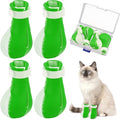 Gosknor 4pcs Cat Feet Covers, Adjustable Anti-Scratch Anti-Bite Silicone Kitten Paw Claw Caps Boots for Nail Trimming Bathing Checking Multifunctional Pet Grooming Protector Products (Green White)