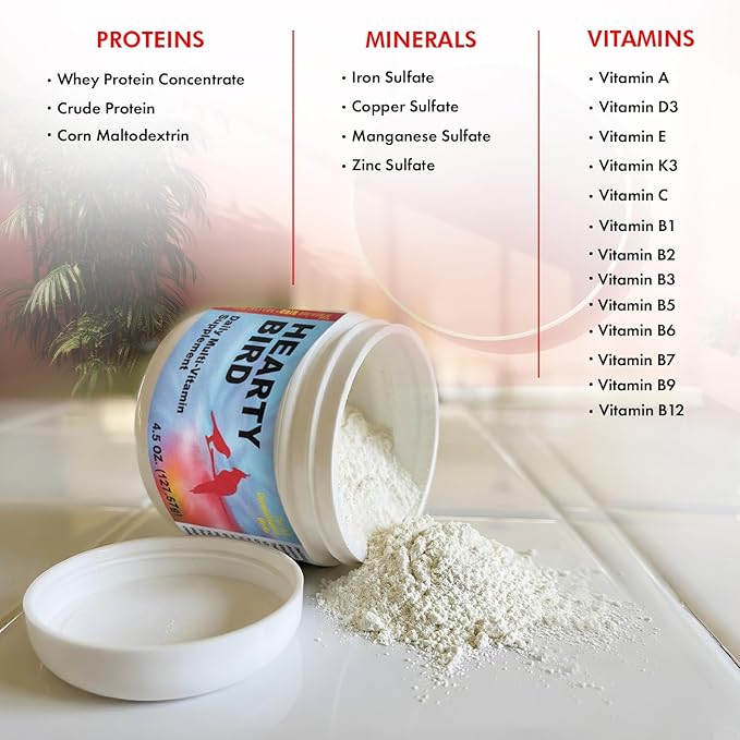 Morning Bird Hearty Bird 4.5 oz – Daily Multivitamin Powder for Birds – Energy Support - Healthy Growth – Nutrient Supplement for All Bird Types