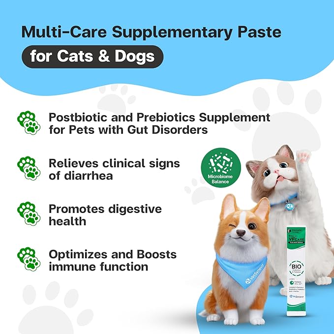 BIO Supplement for Cats & Dogs – Anti Diarrhea for Dogs, Gut Health Paste with Postbiotics, Prebiotics, FOS, L-137, Yeast Extract – Anti Diarrhea for Dogs, 30 Sachets
