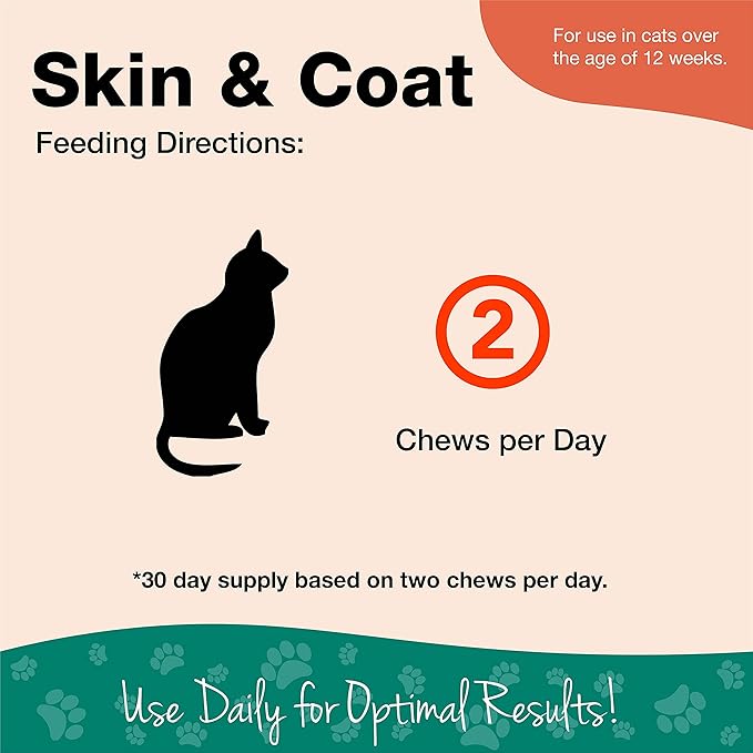 NaturVet – Skin & Coat Plus Omegas for Cats – 60 Soft Chews | Supports Healthy Skin & Glossy Coat | & VitaPet Senior Daily Vitamins for Cats, Formulated to Provide Essential Minerals, 90 g, 60 Count