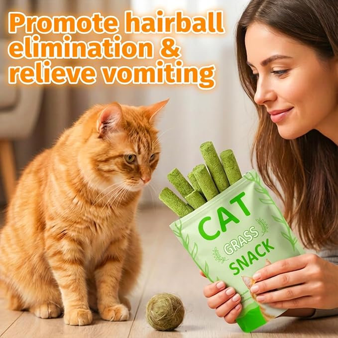 Cat Grass Treat Cats Toy 100g/3.53oz Freeze Dried Catnip Toys Kitten Chew Stick for Removal Hairballs for Cleaning Teeth Indoor Kitty Dental Care Lickable Edible Snack
