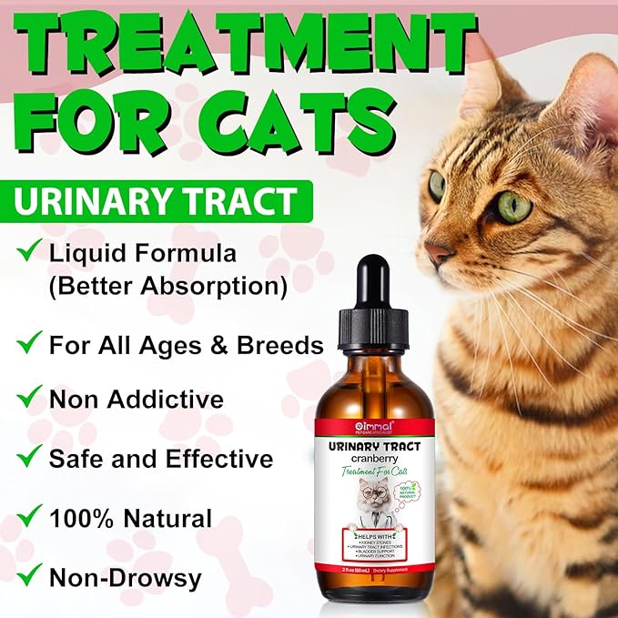 Urinary Tract for Cats, Natural Cat Urinary Tract Infection Treatment Drops Supports Bladder, Kidney Stone, Cat UTI, Cranberry Kidney Bladder Support Supplement, Chicken Flavor - 60ml / 2.02oz-2PCS