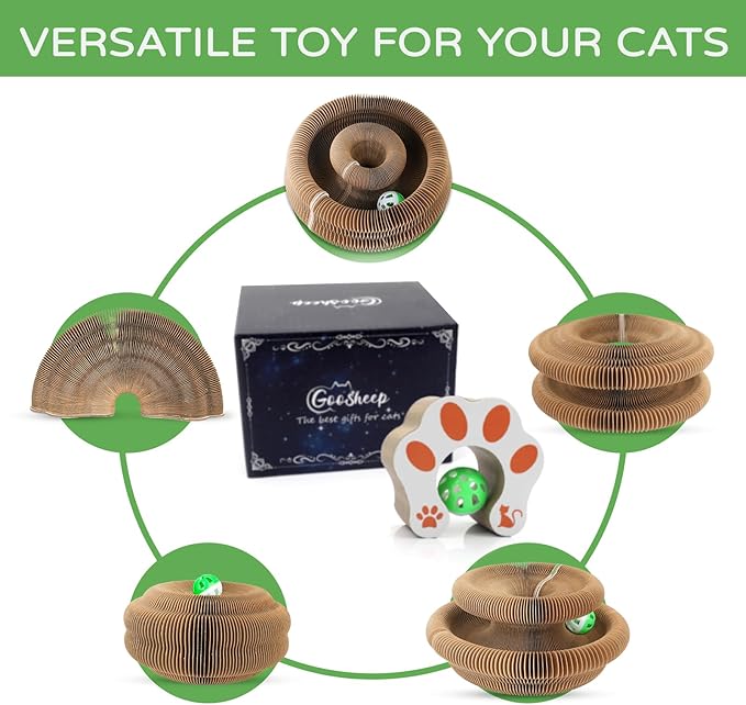 Goosheep 2Pack Magic Organ Cat Scratching Board Cat Accordion Toy Cats Scratching Post Ball Track, Kitten Fun Intelligence Physical Exercise Educational Toy