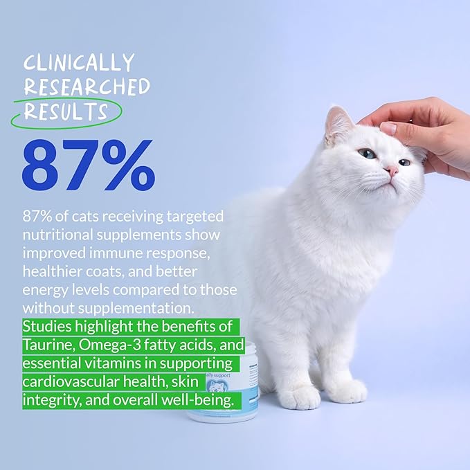 Multivitamin for Cats - 4oz Powder - L-Lysine, Taurine, and Spirulina for Immune Support and Eye Health - Fish Oil & Vitamins for Skin and Heart Health. (for Cats)