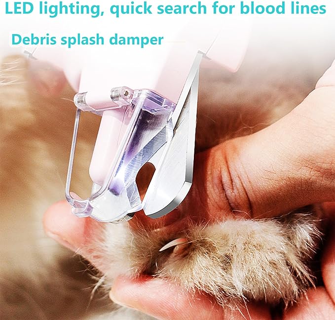 2 in 1 Cat Nail Grinder & Dog Nail Clippers, Rechargeable and Electric Pet Trimmers, LED Lighting, Painless and Quick Nail Filing, Suitable for Kittens, Puppies and Large Dogs