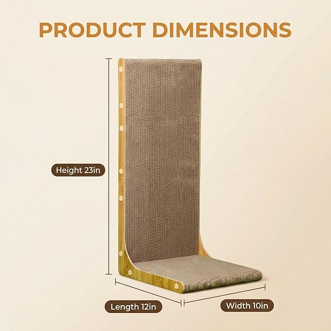SMARTBEAN 3-Pack Cardboard Cat Scratcher for Indoor Cats, 23 Inch L Shaped Vertical Cat Scratching Post, Cat Scratching Board for Wall and Couch, Large