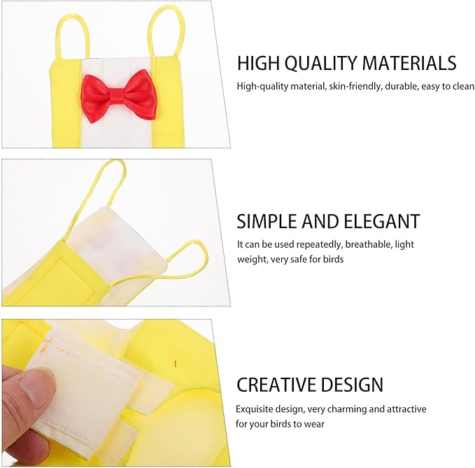IMIKEYA Parrot Diaper Bird Flight Suit Breathable Cotton Yellow Large Pet Bird Incontinence Protector for Parakeet and Cockatiel