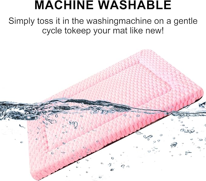 Dog Bed Mat,Reversible & Ultra Soft Kennel Pad-Machine Washable Pet Bed for Dogs & Cats-All-Weather Crate Liner for Crates,Carriers & Travel (Pink, 30" L x 20" W x 1.5" Th)