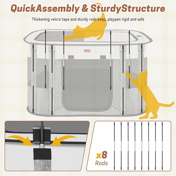 Foldable Pet Playpen - Cat & Puppy Playpen, Travel Dog Crate with Carrying Case, Cat Tent Dog Pen for Outdoor Camping Use