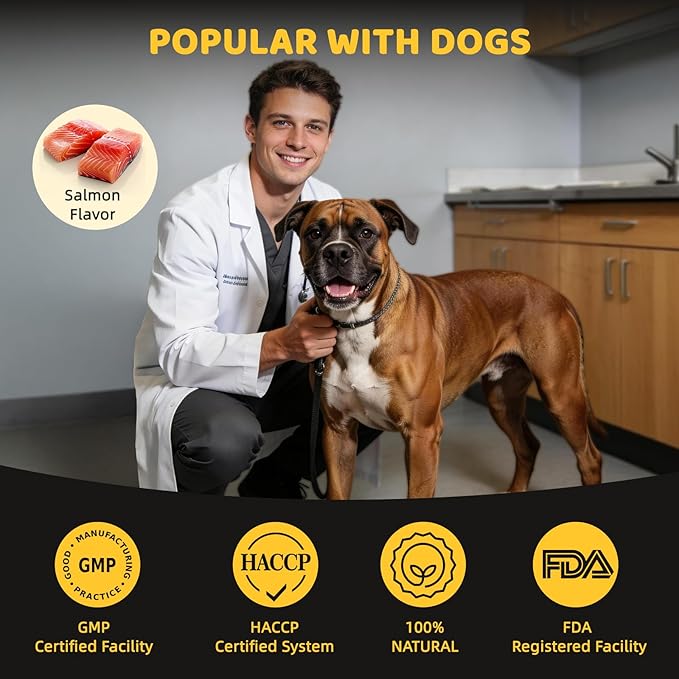 Muscle Gain Chewable Tablets for Dogs: with BCAAs L-Arginine Glucosamine Spirulina and Salmon Oil - Supplement for Muscle Growth Strength and Joint Health - for All Dog Breeds & Ages