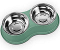 Large Double Dog Water and Food Bowls, Stainless Steel Bowls with Non-Slip Resin Station, Pet Feeder Bowls Food Dish for Small Medium Large Dogs Cats