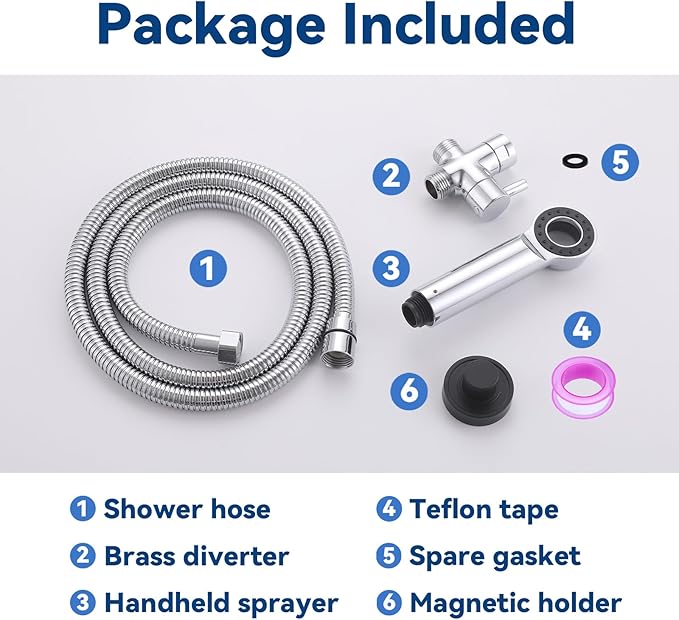 Dog Shower Attachment, 3 Mode Handheld Sprayer with ON/OFF Switch, G1/2" 3-Way metal Diverter, 100 Inches Stainless Steel Hose, No Drill Holder, for Pet and Dog Washing in Bathroom