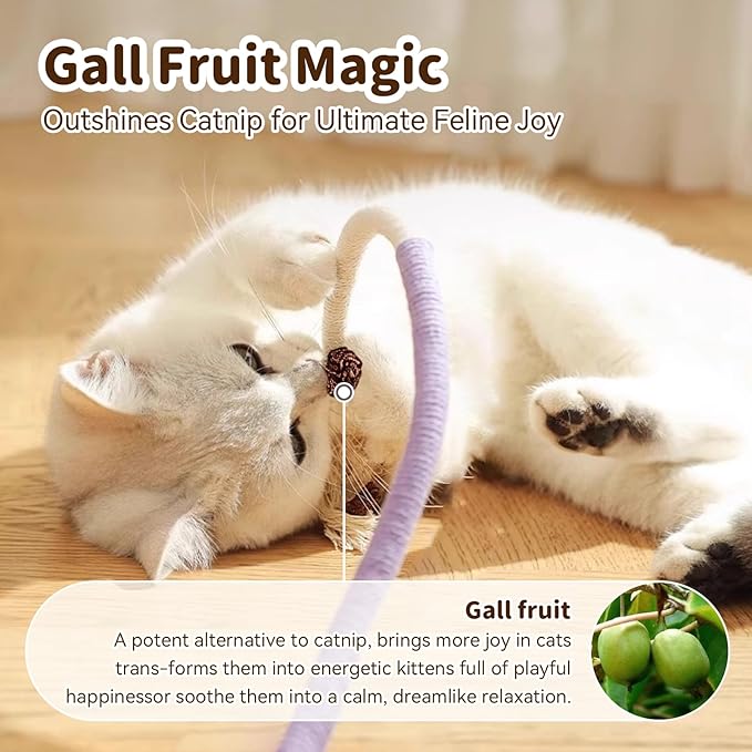 Cat Toys for Indoor Cats Chew Ropes 3Pcs, Silvervine Stick 1Pcs with Gall Fruit, Interactive Catnip Toy for Kittens Dental Care Teeth Cleaning