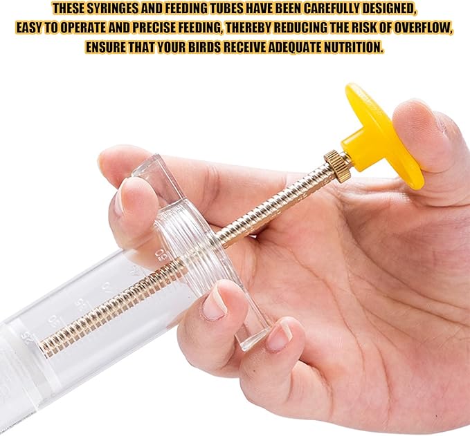 Baby Bird Feeding Syringe Set, Small Pet Parrot Feeding Tubes for Birds, Hand Feeding Tubes Kit Parrot Feeder Food Feeding & Watering Supplies for Small Pet Baby Birds (20ML)