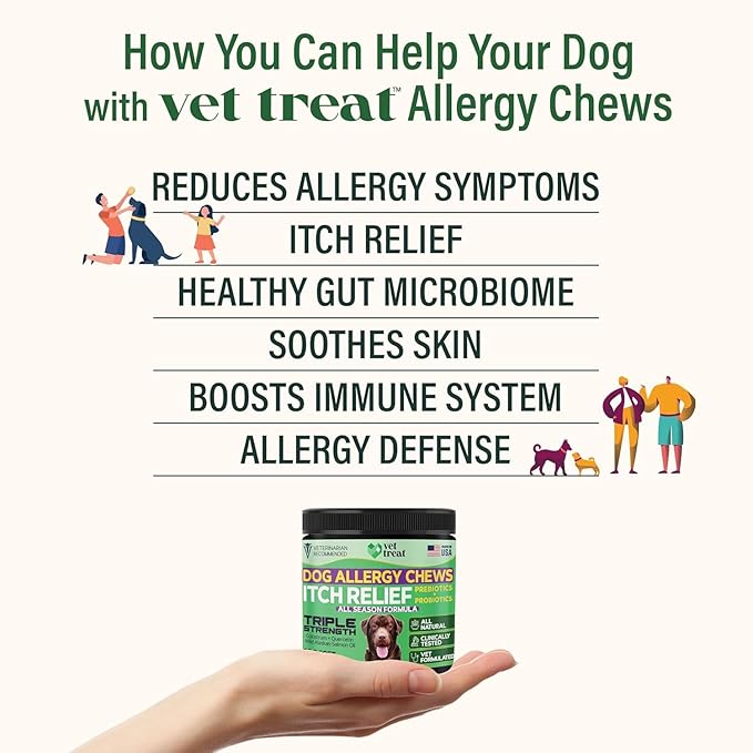 Dog Allergy Relief Chews - 170 Dog Allergy Chews - Itch Relief for Dogs - Anti Itch for Dogs - Dry & Itchy Skin - Allergies & Immune Support Supplement, Omega 3 Fish Oil, Colostrum - USA
