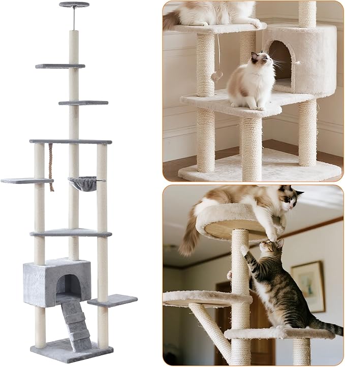 4 Pack Cat Scratching Post Replacement, 11.8 x 2.7 Inch Sisal Poles with M8 Screws, Refill Parts for Indoor Cat Towers and Furniture Repair-White