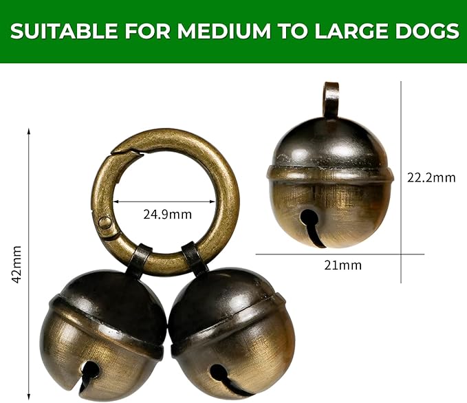 Bells for Dog Collars with Easy Clip Clasps, Suitable for Medium to Large Dogs, Extra Loud Pet Tracker, Durable Collar Charms(Bronze & Black, 2 Pack)