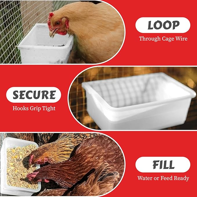 My Favorite Chicken Cage Cup 27oz – Hanging Chicken Feeder & Hanging Chicken Waterer for Chick, Quail, Duck, Parakeet – Small Poultry Waterer & Feed Dish – Cage & Coop Accessories