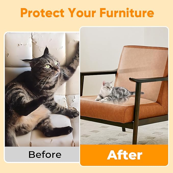 Cat Scratch Furniture Protector - 118.11"*15.75" Couch Protector from Claws - Deterrent for Furniture - Anti-Scratch Sofa Clear Protectors for Pet - Single Side Cat Tape for Door Wall