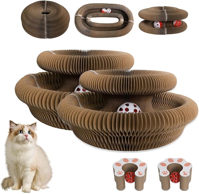 2PCS Cat Toys Cat Scratcher Magic Organ Cat Scratcher, Infinity Scratching Board Reversible Interactive Cardboard Kitten Pads for Bored Indoor Cats-Cat Interactive Toys