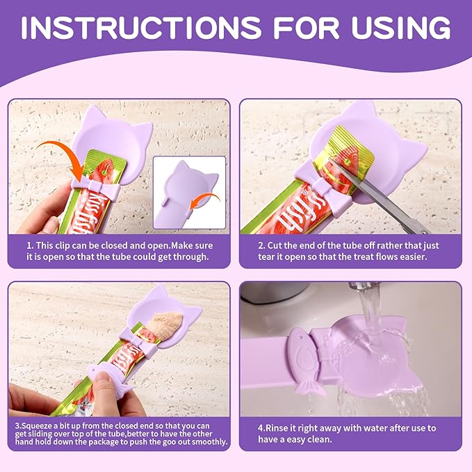 LICKJIMO-1PC Cat Treat Dispenser,Multi Function Spoon for Churu Lickable Cat Treats,Cat Treat Spoon for Lickable Cat Treats Squeeze up,Food Dispenser Cat Feeder,Cat Food Spoon Big Size(1 Color)