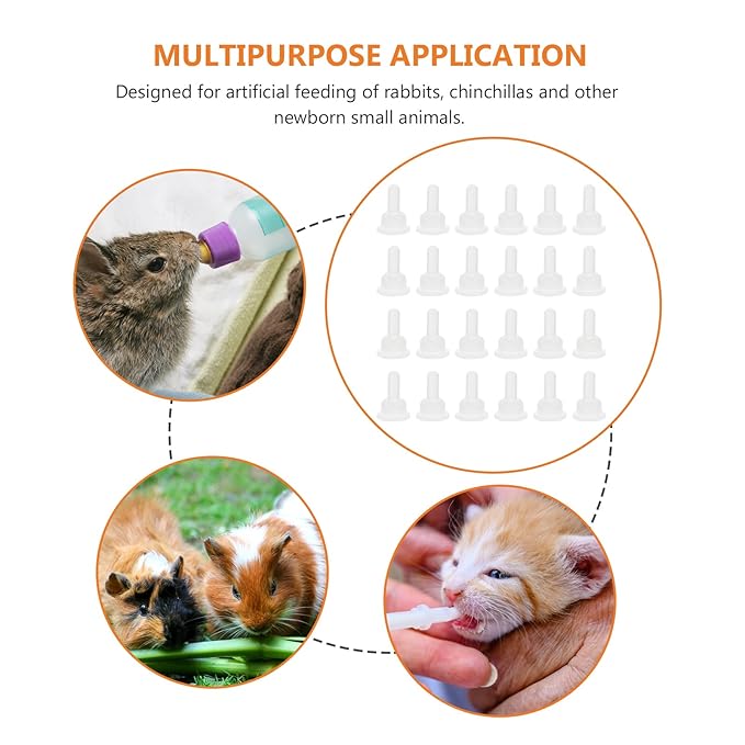 40pcs Pet Nurser Nipples Silicone Replacement Pacifiers - Soft Pet Food Feeding Bottle Nipple Pacifier for Kitten Puppy Rabbit Chinchillas Small Animals Nursing Suckling Tool Accessory Supplies