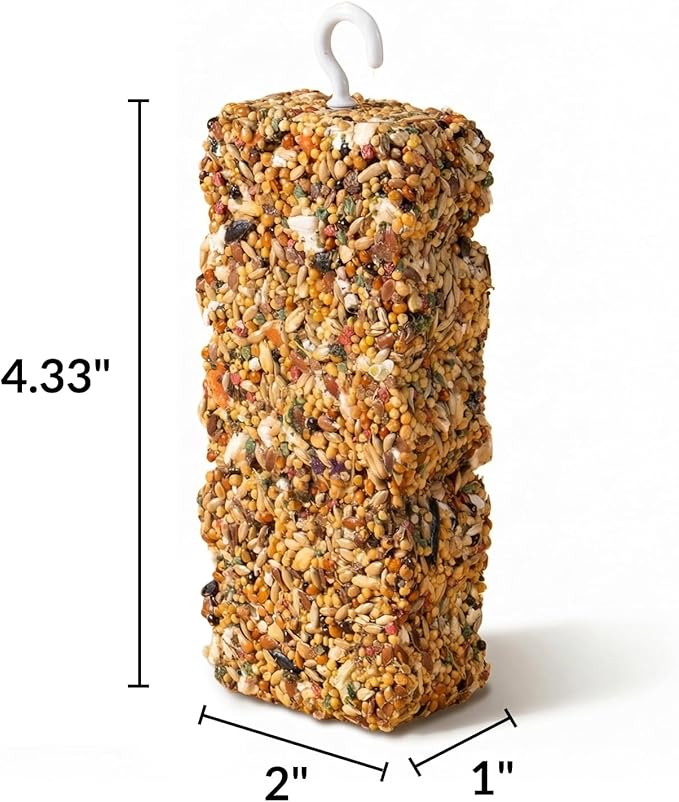 2 PCS Natural Bird Grain Treat Sticks, Blend Foraging Toys for Stress Relief, Metal Hook, for Budgies, Cockatiels, Lovebirds, Conures, Parakeets, Small to Medium Birds