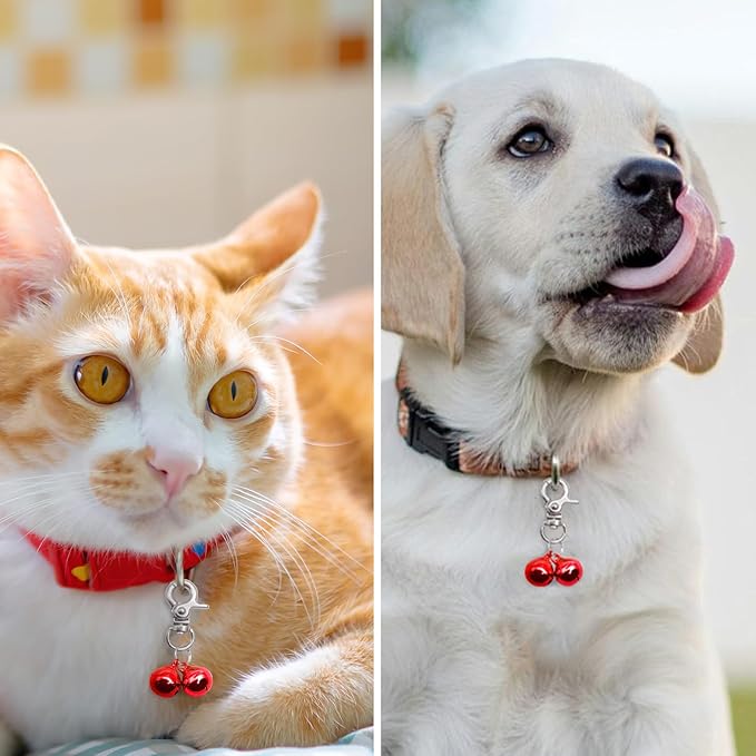 EXPAWLORER Pet Bells for Dog Cat Collar Charm - 2 Pack Cat Collar Accessories Bells Loud, Pet Jingle Ornament Training Pendant Neck Decoration, Tracker for Saving Birds, Red