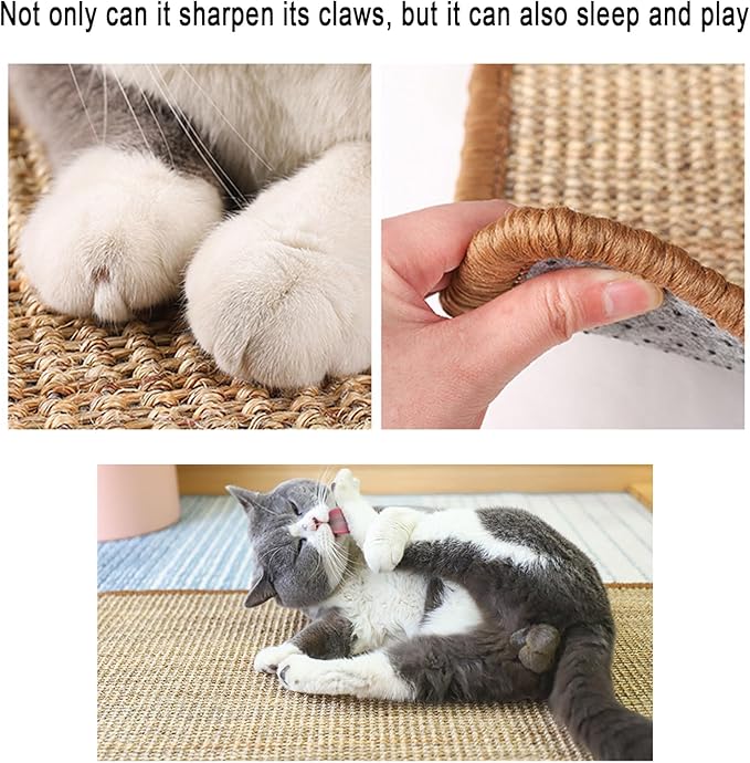 Interactive Catnip Chew Toy, Interactive Catnip Pillow with Soft Sisal Pad for Cats, Bite Resistant Kitten Teething Toys (Large,Mint Pillow + Pad)
