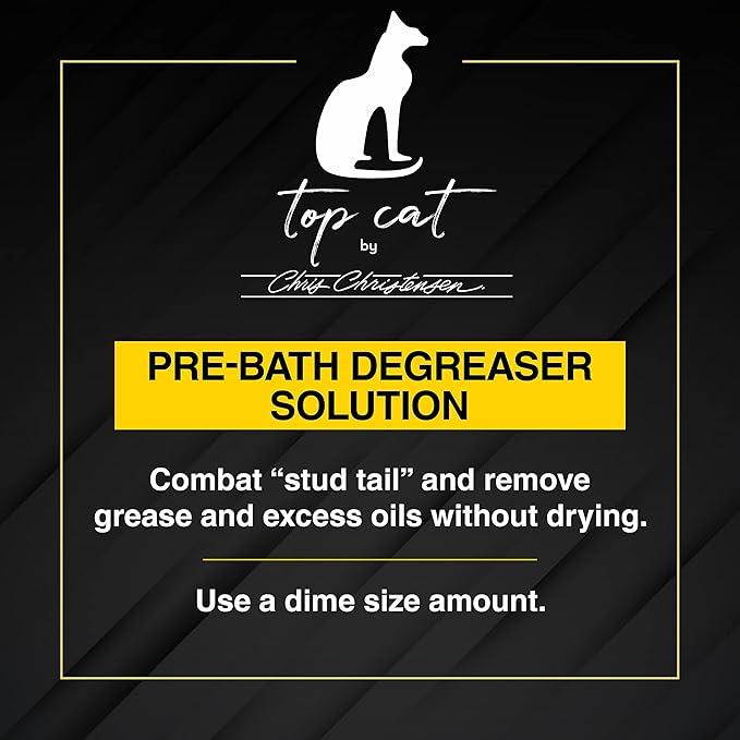 Chris Christensen Top Cat Pre-Bath Degreaser Solution for Cats, Groom Like a Professional, Removes Excess Oils, Made in USA, 16 oz