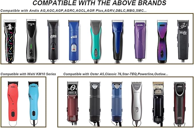 Audoc 10 Blades Dog Grooming Blades Compatible with Andis/Oster A5/Wahl KM-10 Series Dog Clippers,Detachable Clipper Replacement Blade,Black,Size 10 Blade 1/16" (10#/3PCS)