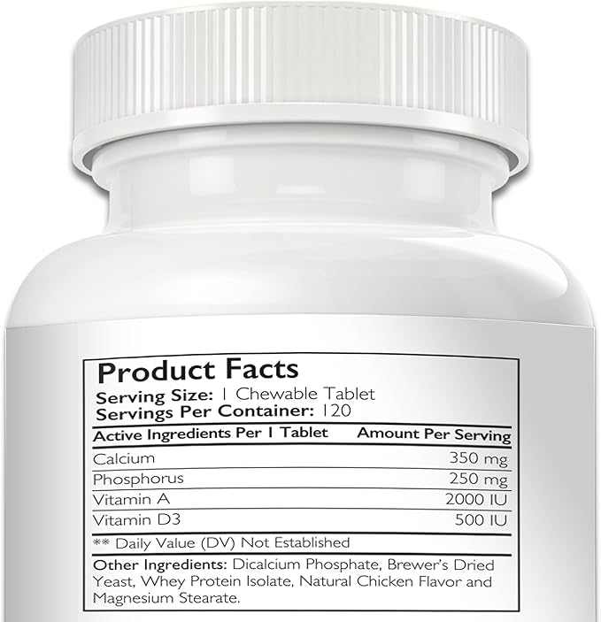 Calcium Phosphorus for Dogs Supplement, Provide Calcium for Puppies, Promote Healthy Dog Bones and Puppy Growth Rate, Dog Bone Supplement, 120 Chewable Tablets