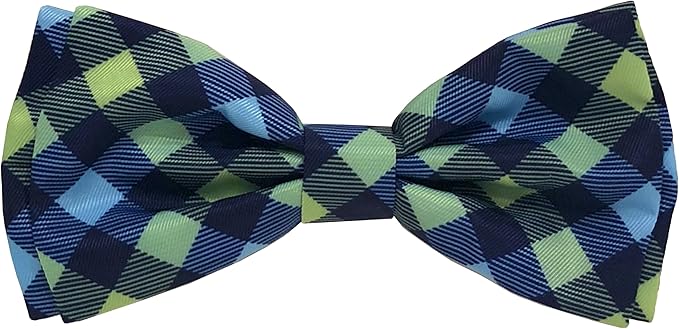 Huxley & Kent Pet Bow Tie for Dogs & Cats - Adjustable Hook & Loop Collar Accessory - Cute & Comfortable for Holidays & Celebrations - Navy Check, Large