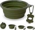 Bonza Collapsible Dog Bowls - Large 33 oz, Dog Travel Accessories, Silicone Portable Dogs Bowl & Water Dish with Reinforced Rim & Carabiner for Hiking, Camping, and Car Trips, Moss Green