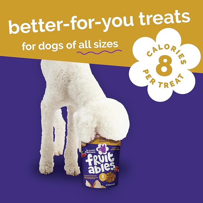 Fruitables Baked Dog Treats, Healthy Pumpkin Treat for Dogs, Low Calorie & Delicious, Made Without Wheat, Corn and Soy, Made in The USA, Allergy Friendly, Chicken and Cranberry Flavor, 7 oz
