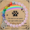Pet Memorial Gifts, Sympathy Gift for Loss of Dogs and Cats, Chakra Rainbow Bridge Bracelet for Women Men Who Lost Pets