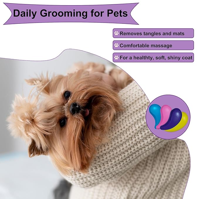 Gentle Grooming Puppy Brush with Gift Box ， Fit for Small Dog ， Yorkie, Shih Tzu, Maltipoo, Maltese and Pomeranian ，Toy Poodle Accessories, Soft Bristle (Glitter Rose Red)