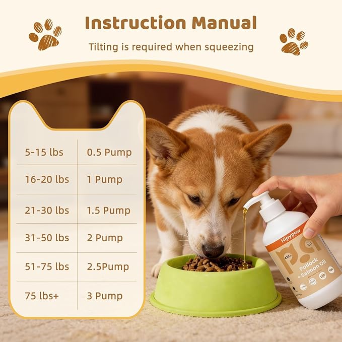 Fish Oil Omega 3 for Dogs: Salmon & Pollock Oil for Dog and Cat - Defense Liquid Supplement for Skin, Coat Brain, Hip, Joint and Heart Health - Omega Oil for Pet(16OZ)